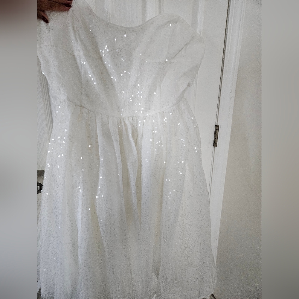 NWT Selkie Strapless White Sequin Dress (Frosted Degas Dress) - Picture 11 of 13